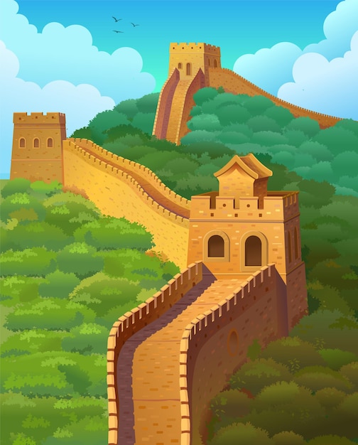 Plik wektorowy wielki mur chiński