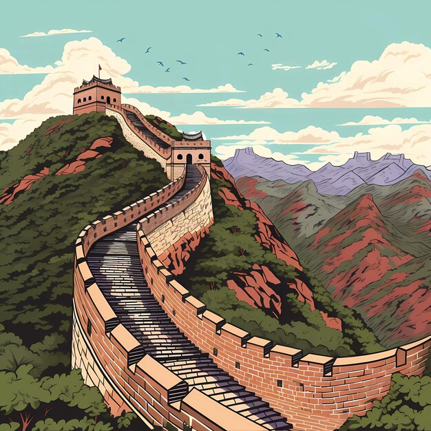 Plik wektorowy wielki mur chiński.