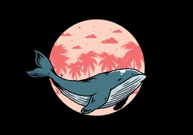 Wielki wieloryb z ilustracji oceanu