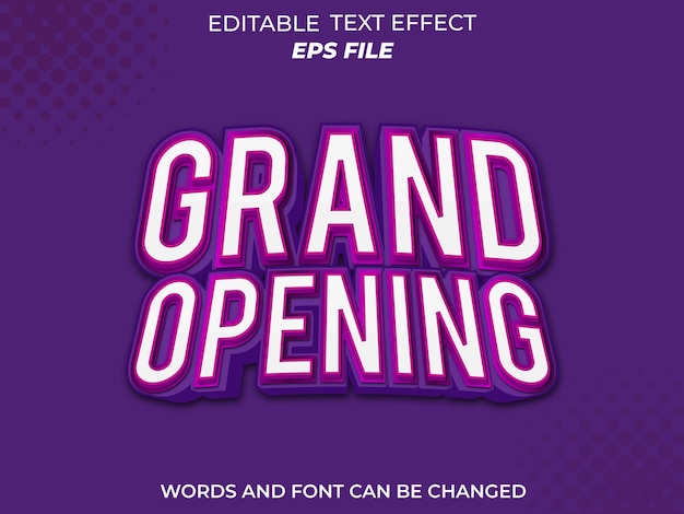 wielkie otwarcie efekt tekstowy czcionka edytowalna typografia szablon wektora tekstu 3D