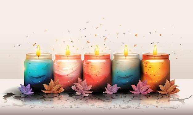 Wielobarwne Podświetlane świece I Kwiaty W Minisajkach Mogą Być Używane Jako Dekoracje Domu