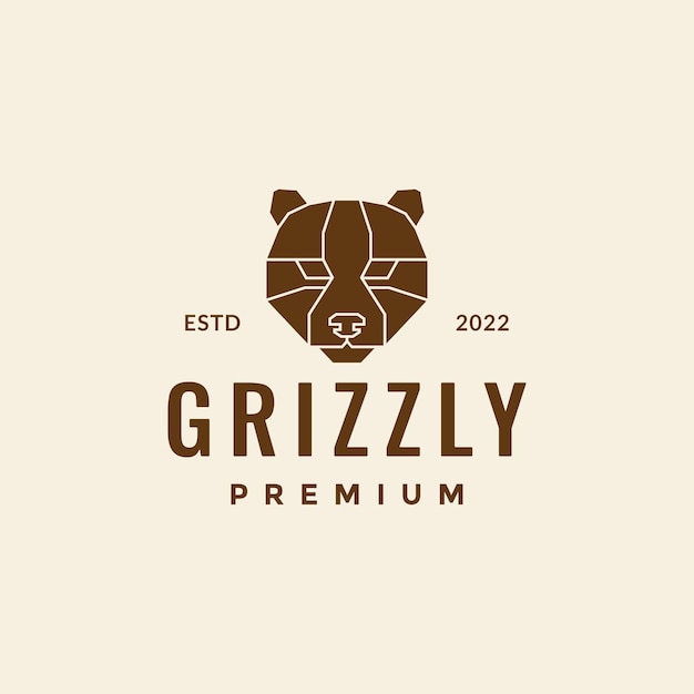Wielokąt Głowa Niedźwiedzia Grizzly Logo Projekt Wektor Graficzny Symbol Ikona Ilustracja Kreatywny Pomysł