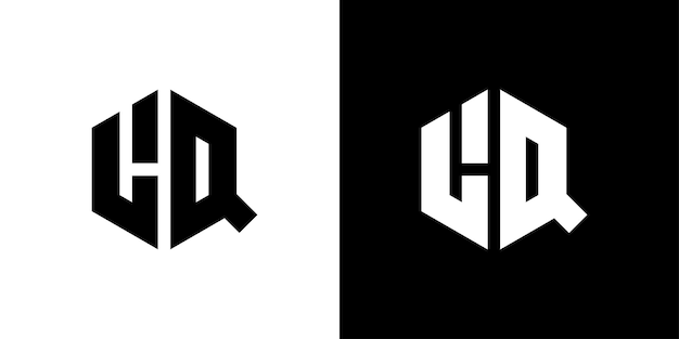 Wielokąt Litery Lq Sześciokątny, Minimalny I Profesjonalny Projekt Logo Na Czarno-białym Tle