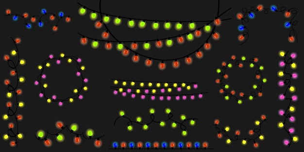 Plik wektorowy wieniec świątecznych świateł dekoracja noworoczna