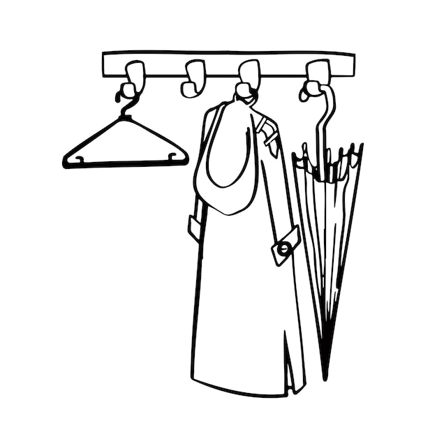 Plik wektorowy wieszak na wieszaki na ubrania w przedpokoju symbol ilustracji szkic