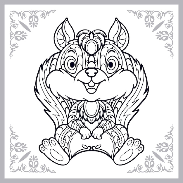 wiewiórka zentangle sztuka na białym tle