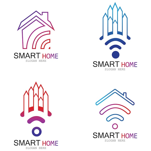 Wifi House Vector LogoSmart City Tech Icon Vector City Net Logo Concept Vector