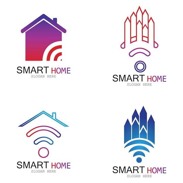 Wifi House Vector LogoSmart City Tech Icon Vector City Net Logo Concept Vector