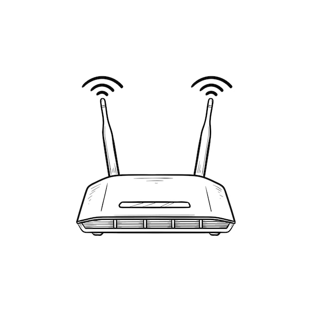 Wifi Router Ręcznie Rysowane Konspektu Doodle Ikona. Technologia Internetowa, Bezprzewodowa I Wifi, Koncepcja Urządzenia Internetowego