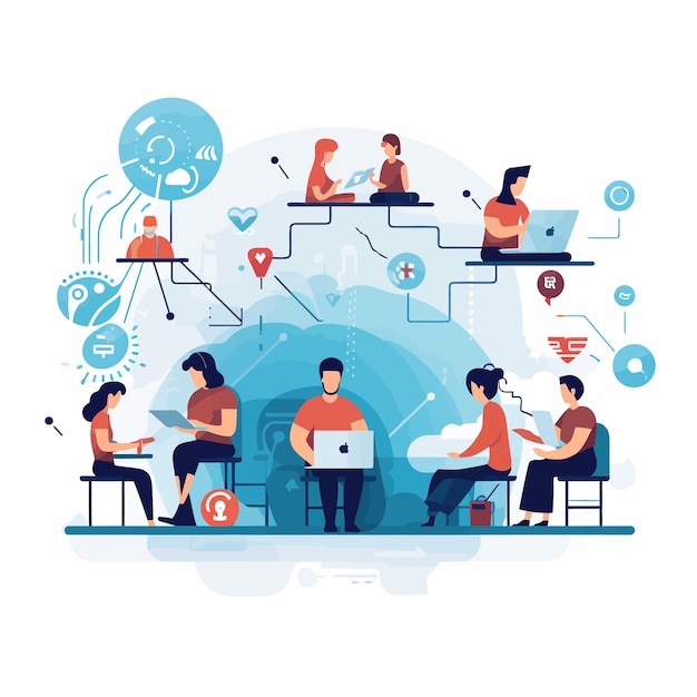 Plik wektorowy wifi_theme_with_people_working_together_vector