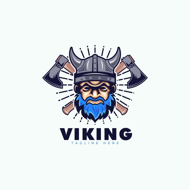 Wiking Głowa Maskotka Ilustracja Projekt Logo