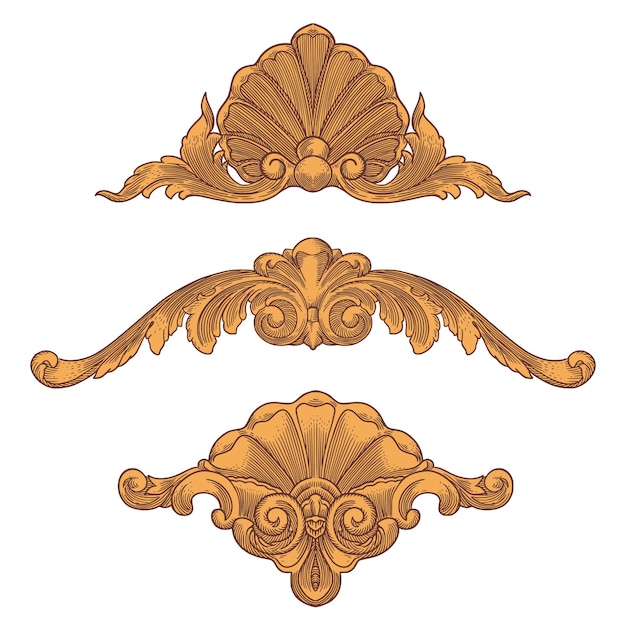 Wiktoriański barokowy kwiatowy ornament dekoracyjny wzór kaligraficzna wirowa heraldyczne filigranowe elementy