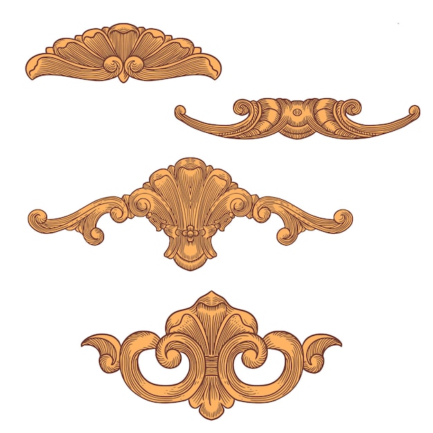Wiktoriański barokowy kwiatowy ornament dekoracyjny wzór kaligraficzna wirowa heraldyczne filigranowe elementy
