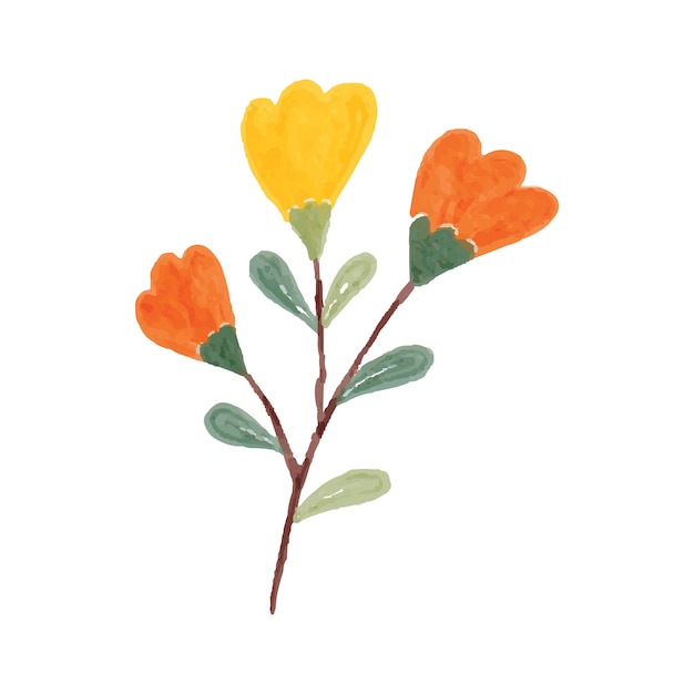 Wildflower Tulip Ręcznie Malowana Akwarela Ilustracja