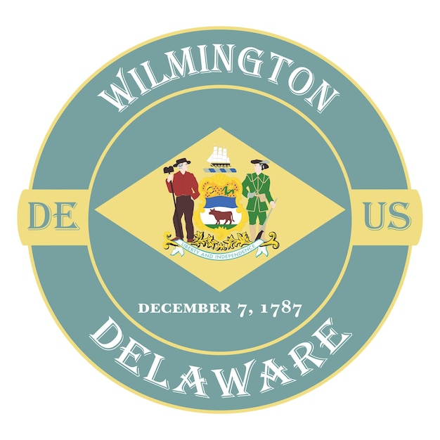 Plik wektorowy wilmington delaware flaga usa podróż pamiątkowa pieczęć znaczek odznaka naklejka logo wektor ilustracja eps