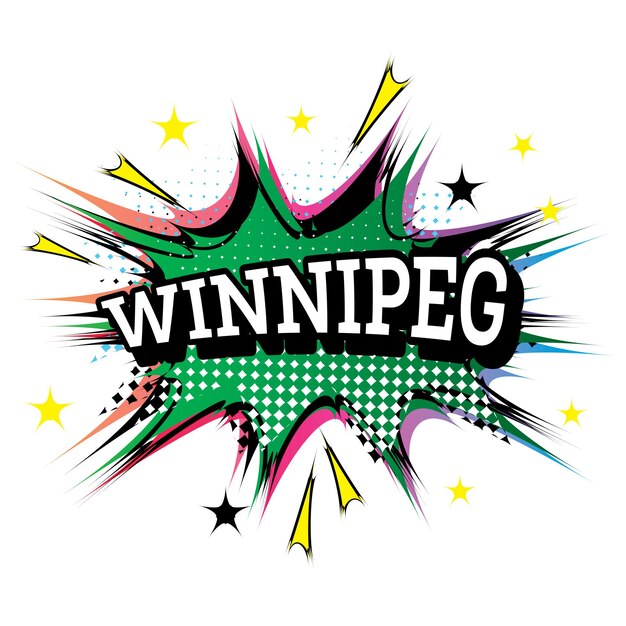 Plik wektorowy winnipeg komiks tekst w stylu pop-art. ilustracja wektorowa.