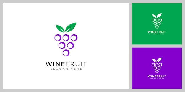 Wino Owocowe Logo Wektor Projekt Natura