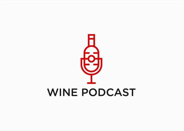 Wino Podcast Logo Projekt Ilustracji Wektorowych