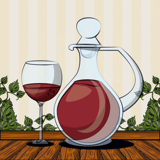 wino słoju napój z filiżanka wektorowym ilustracyjnym projektem