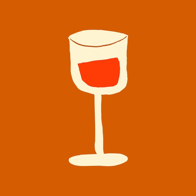 Wino szklana naklejka uroczy doodle w kolorowym wektorze projektowania