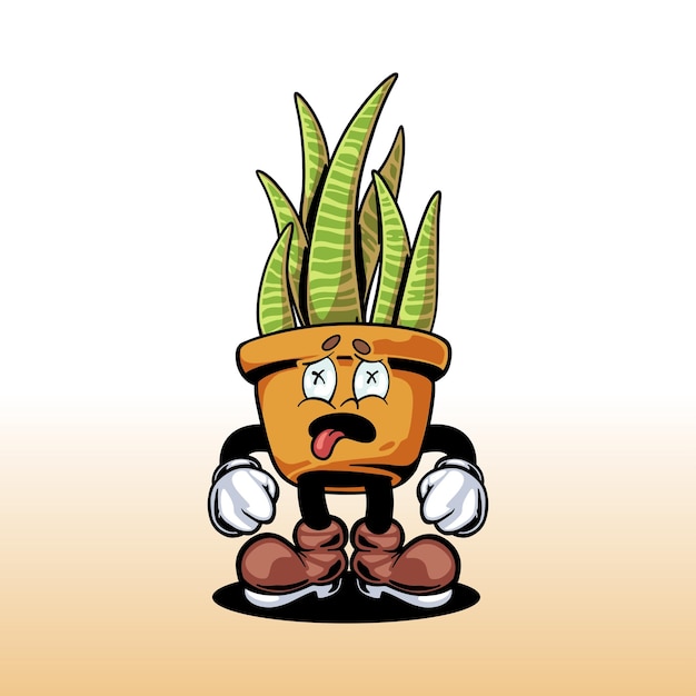 Wintage Style Cartoon Character Plant Pot Ilustracja
