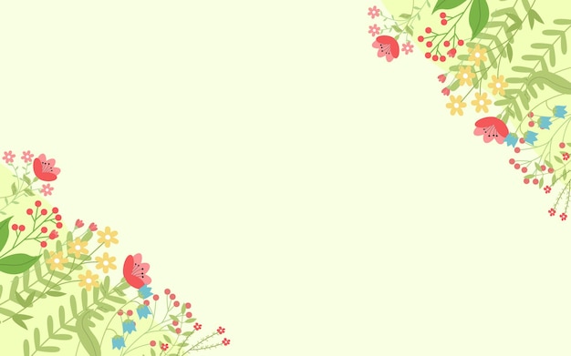 Plik wektorowy wiosenne tło z kwiatami i roślinami dla twojej kreatywności dla banerów dla zaproszeń ślubnych