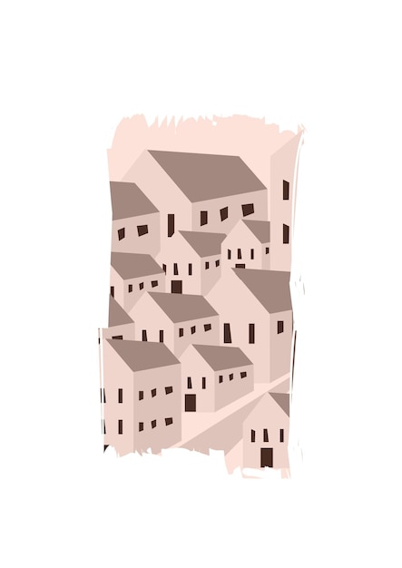 Wioska domy neutralne kolory tła plakatu Minimalistyczny współczesny wektor projektu