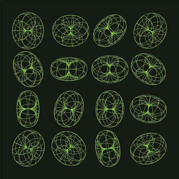 Wireframe Kształty Wyłożone Torus Perspektywa Siatka D Siatka Niska Poli Geometryczne Elementy Retro Futurystyczne