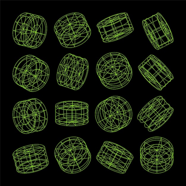 Wireframe wyłożone kształty perspektywa siatka d siatka niska poli geometryczne elementy retro futurystyczny projekt