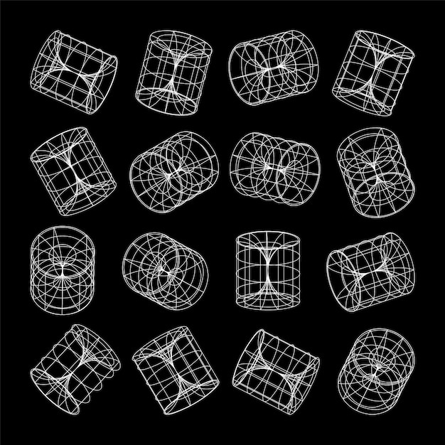 Wireframe wyłożone kształty perspektywa siatka d siatka niska poli geometryczne elementy retro futurystyczny projekt