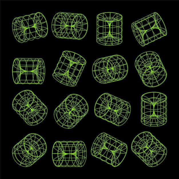 Wireframe wyłożone kształty perspektywa siatka d siatka niska poli geometryczne elementy retro futurystyczny projekt