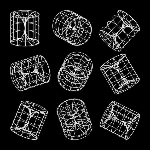 Wireframe wyłożone kształty perspektywa siatka d siatka niska poli geometryczne elementy retro futurystyczny projekt