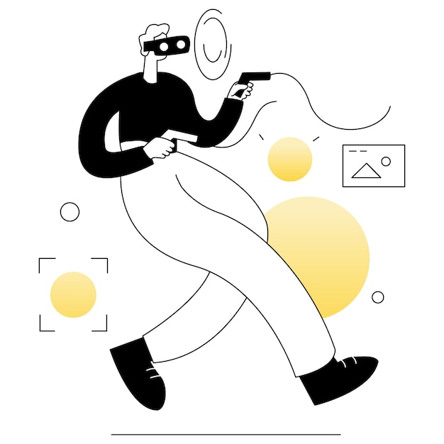 Wirtualna rzeczywistość biznesowa wektory ilustracja płaska linia