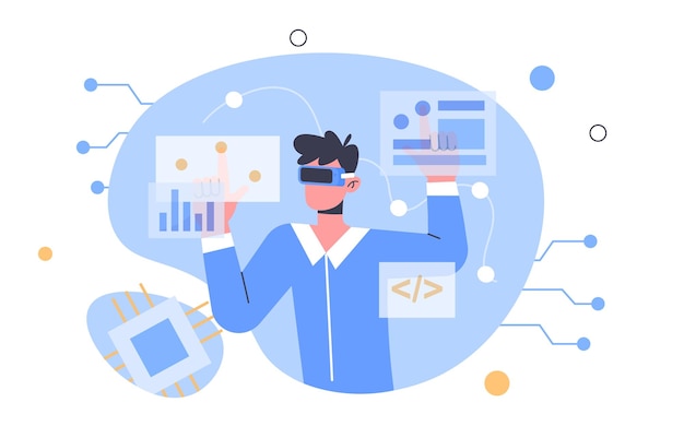 Wirtualne ustawienia koncepcji wektora Metaverse