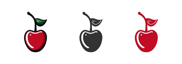Plik wektorowy wiśniowa ikona czarno-czerwona wiśniowa sylwetka kolorowa proste logo internetowe w wektorowym płaskim stylu