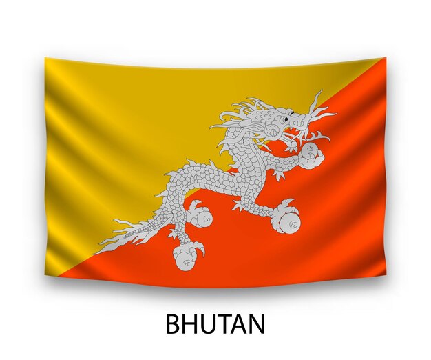 Wisząca Jedwabna Flaga Bhutanu Ilustracji Wektorowych