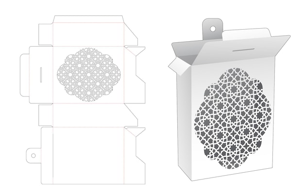 Wiszące Pudełko Z Wykrojonym Szablonem Arabskim Wzorem I Makietą 3d