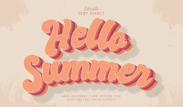 Plik wektorowy witaj lato edytowalny efekt tekstowy w stylu vintage motywu sezon letni