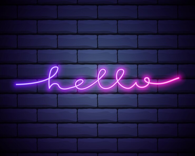 Wektor witam neon tekst wektor z ceglaną ścianą w tle witam neon znak szablon projektu nowoczesny trend projekt noc neon szyld noc jasna reklama światło baner światło sztuka ilustracja wektorowa
