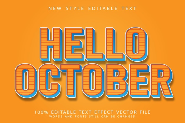 Witam Październik Edytowalny Efekt Tekstowy Wytłoczony W Nowoczesnym Stylu