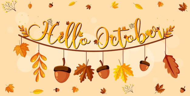 Witam Październikowe Logo Z Ozdobnym Jesiennym Liściem