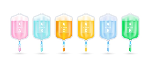 Witamina kolagenowa w surowicy w torebce z solą fizjologiczną Wstrzyknięcie kroplówki dożylnej witaminy i minerałów Zestaw torebek z solą fizjologiczną