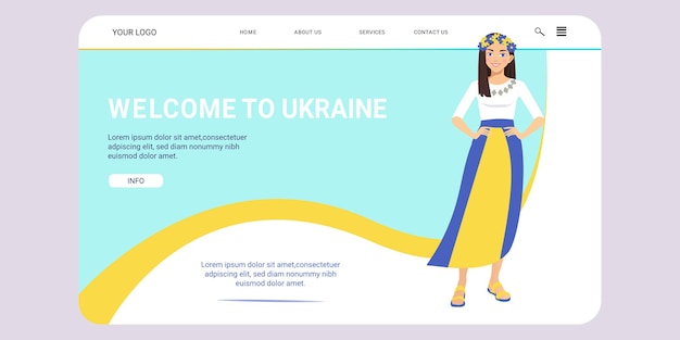 Plik wektorowy witamy w szablonie banera internetowego na ukrainie