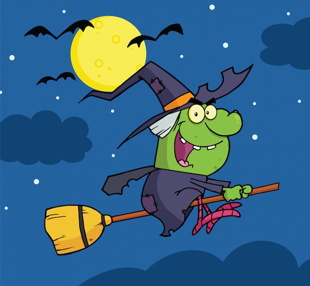 Witch Ride A Broomstick In The Night