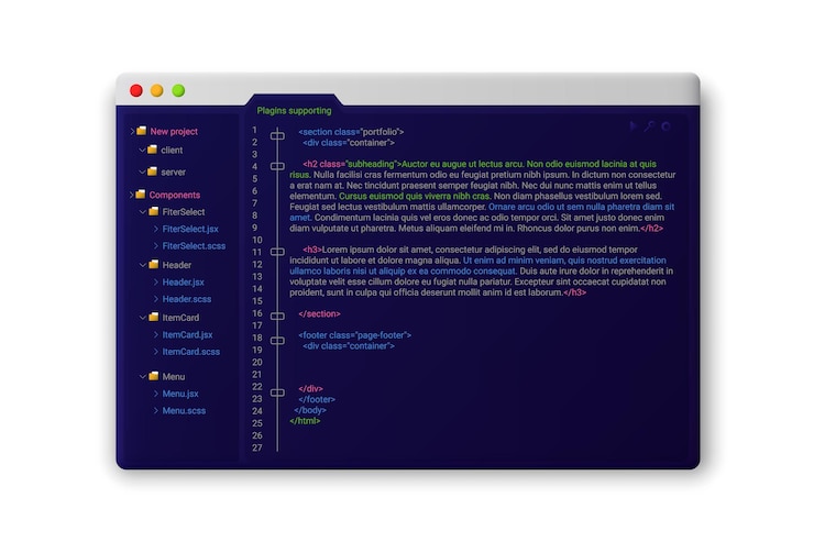 Wektor witryna internetowa z szablonem kodowania