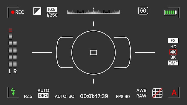 Wizjer Aparatu Wideo Lub Rejestrator Ramki Na Zdjęcia Ilustracja Wektorowa Płaski Design