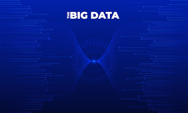 Wizualizacja Big Data. Wizualna analiza złożoności danych. Plansza koncepcja. Graficzna reprezentacja linii informacyjnej. Abstrakcyjny wykres danych. Ilustracja