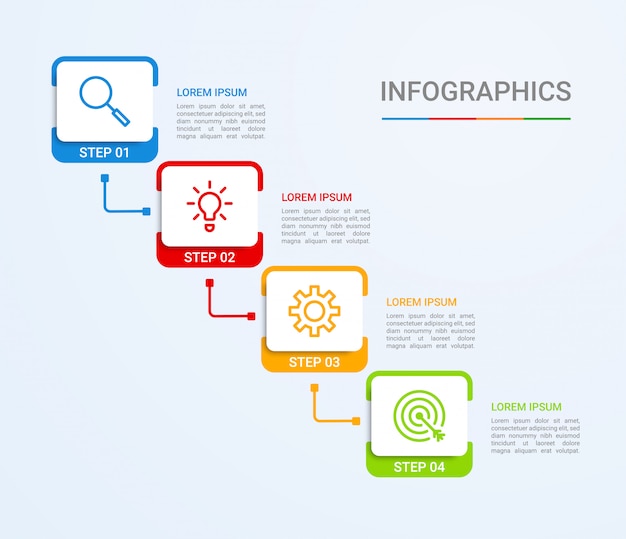 Wizualizacja Danych Biznesowych, Szablon Infografiki Z 4 Krokami