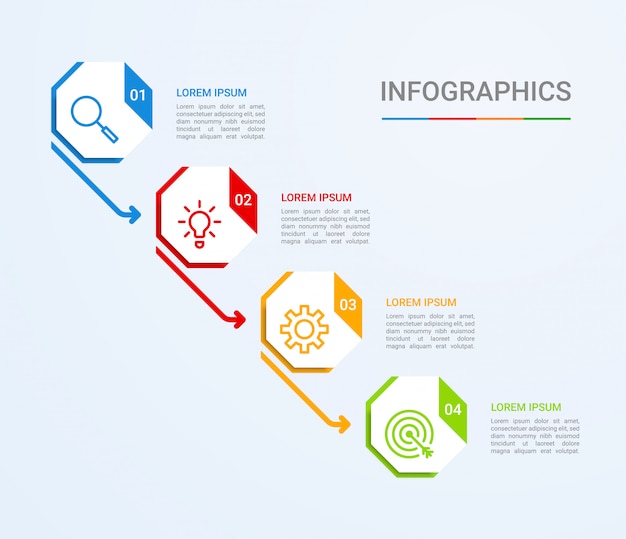 Wizualizacja Danych Biznesowych, Szablon Infografiki Z 4 Krokami