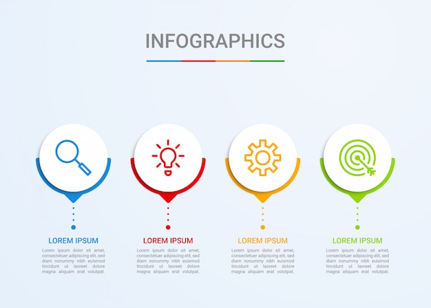 Wizualizacja Danych Biznesowych, Szablon Infografiki Z 4 Krokami